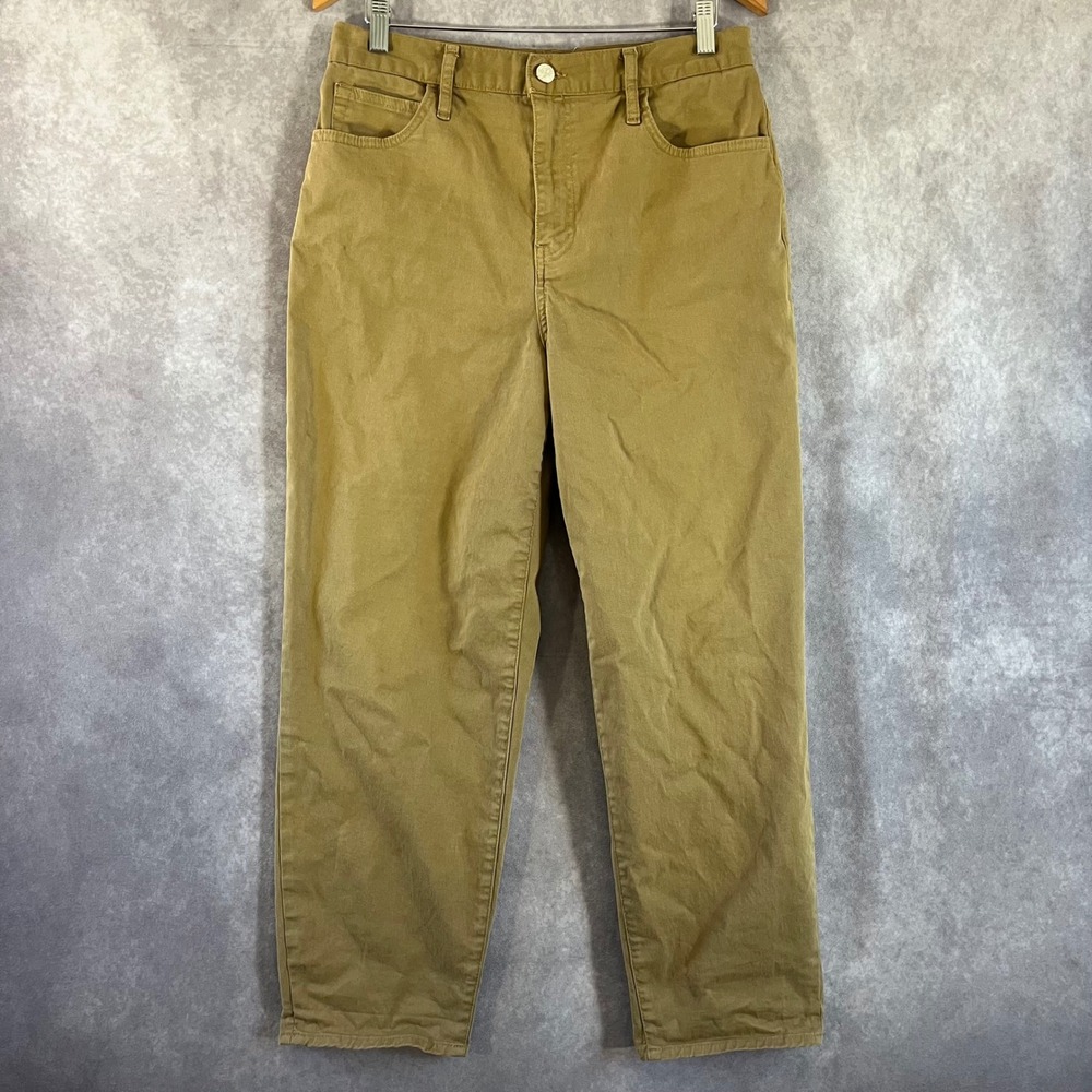 FRAME Ultra High Rise Barrel Pants Womens 29 Washed Tan LBR328 Cotton Stretch